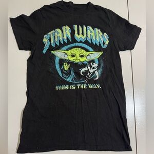 Star Wars Black T-Shirt with Yoda Graphic